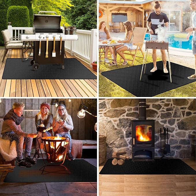 Demiwise 76X48in Grill Mats for Outdoor Grill,Fits Most Grills, Smokers, Griddles and Outdoor Charcoal, Flat Top,Deck and Patio Protector