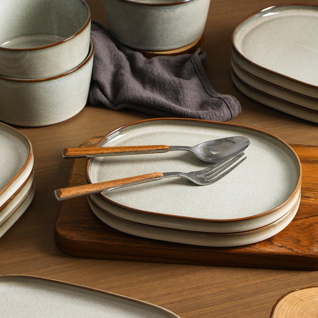 Stone Lain Cairo 12-Piece Dinnerware Stoneware, Plates and Bowls, Microwave and Dishwasher Safe, Includes Dinner and Salad Plates, Cereal Bowls, Dish Set for 4, Grey