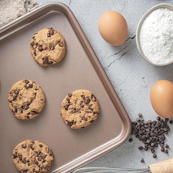 HAPPIELS 9 x 13 inch Nonstick Quarter Sheet Pan 2-Pack, PFOA & BPA Free
