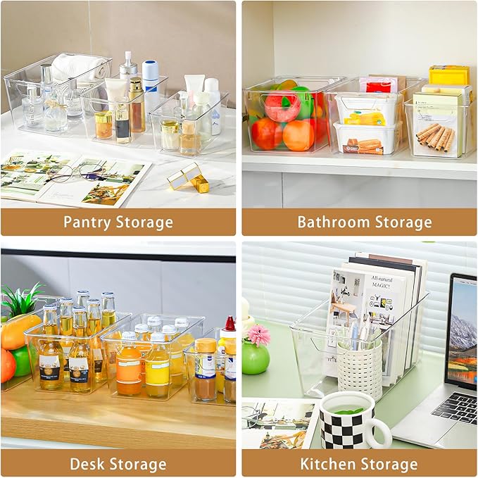 Freebat 12 Pack Pantry Organization and Storage,Clear Plastic Storage Bins
