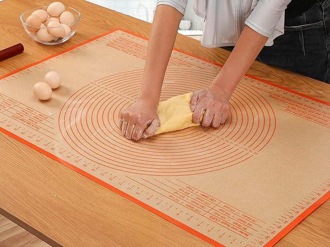 Silicone Pastry Mat 36x24 Inch Nonstick Baking Mat -Perfect for Doug, Pastry, Dough Rolling, Kneading Board, Pie Crust, Fondant, Pasta/Pizza, Kitchen Counter Mat