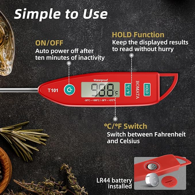 BOMATA Digital Water Thermometer for Liquid, Cooking, IPX7 Waterproof