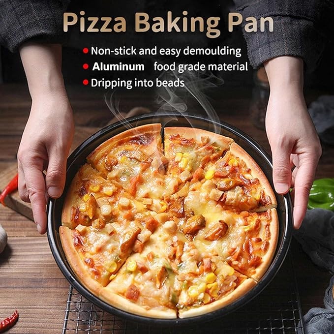 12 Inch Pizza Pan for Oven, Nonstick Aluminum Pizza Baking Tray, 2 Pack