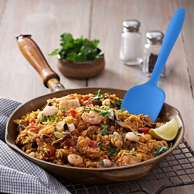 5-Piece Silicone Spatulas Set with Tongs, 446°F Heat Resistant, Blue