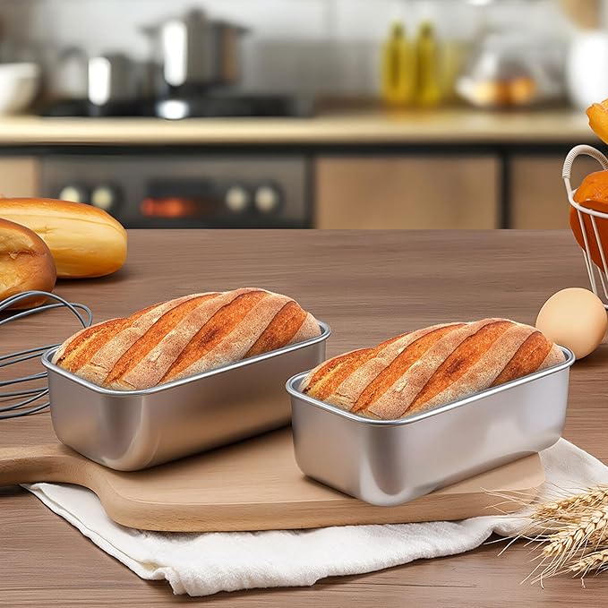 LIANYU 6.3 x 3.5 In Stainless Steel Mini Loaf Pan for Baking Bread, 8 Pack