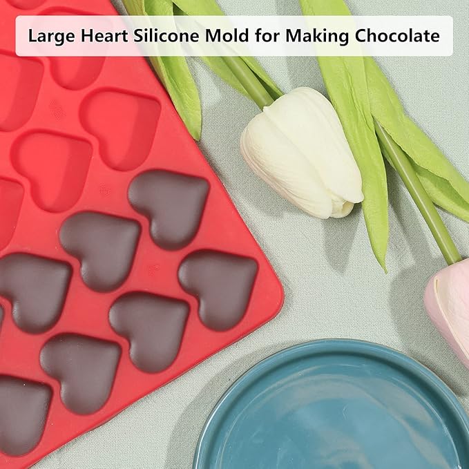 Amyandone Heart Silicone Mold, 63 Cavities Small Heart Chocolate Molds