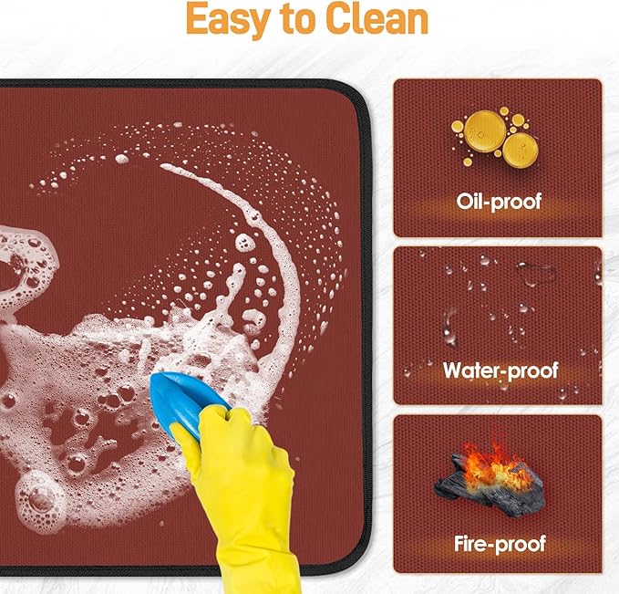 Amerbro 2 PCS Heat Resistant Mats for Countertop Air Fryer, 18x15in, Red
