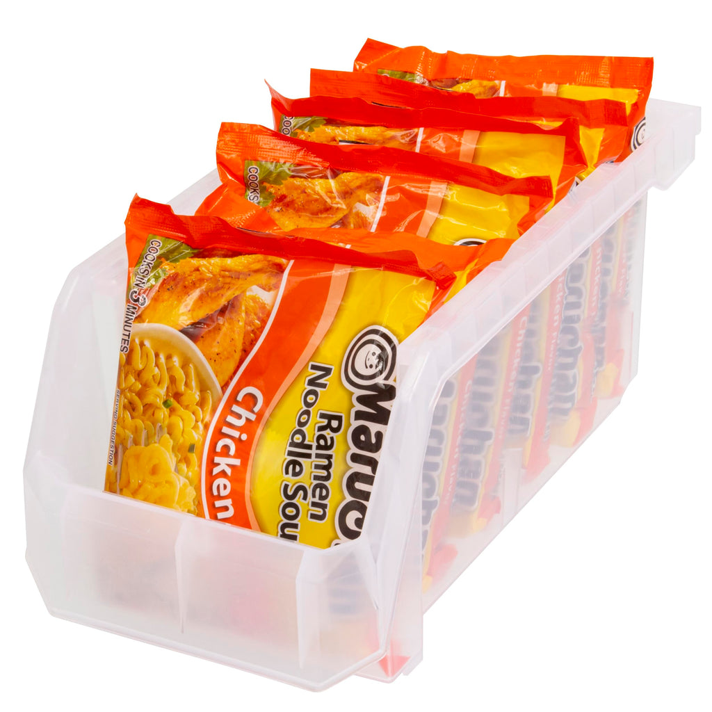 ReadySpace Medium Plastic Storage Bins, Stackable Organizer Containers for Closet Pantry Shelf Garage and Office Organization, Clear, 8 Pack