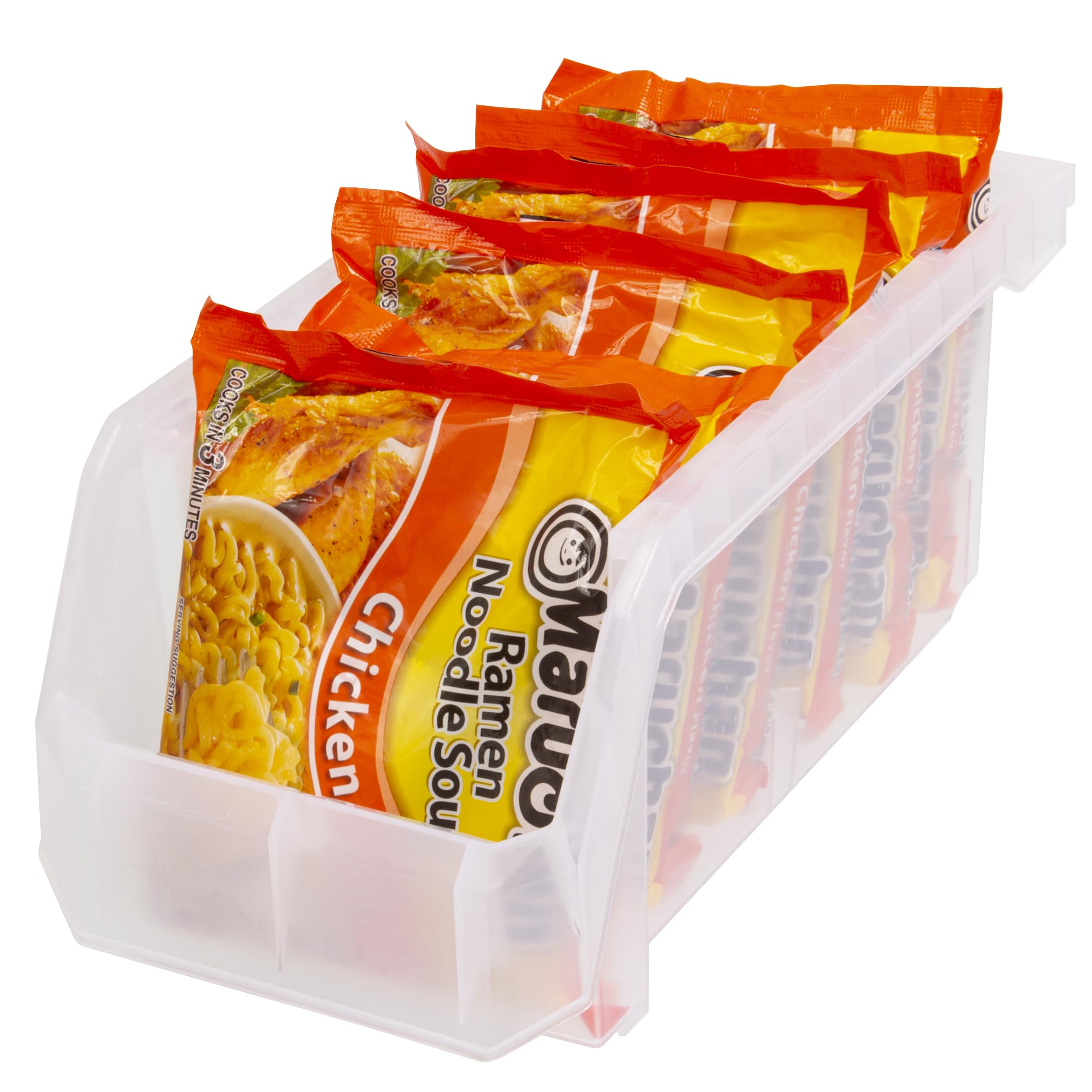 ReadySpace Medium Plastic Storage Bins, Stackable Organizer Containers for Closet Pantry Shelf Garage and Office Organization, Clear, 8 Pack