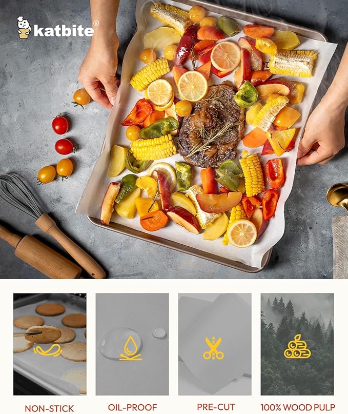 Katbite 300 Pcs Parchment Paper Baking Sheets, 12x16 Inch, Heavy Duty