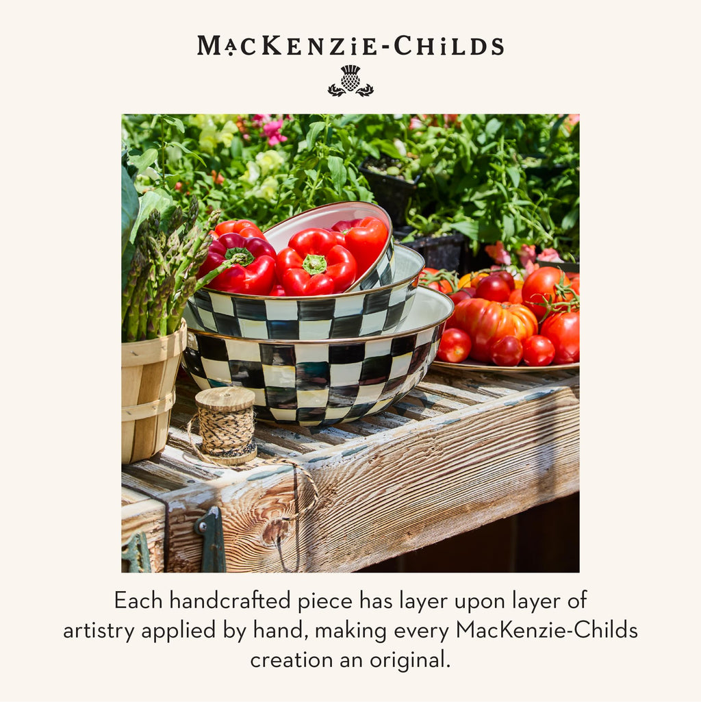 MACKENZIE-CHILDS Everyday Bowl, Extra-Large, Black-and-White Courtly Check