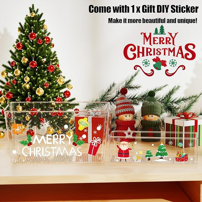 Joymeezo Set of 4 Pantry Organizers and Storage, Clear Plastic Bins(2L+2S)