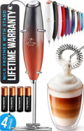 Zulay Kitchen Powerful Milk Frother Wand With Duracell Batteries - Ultra Fast Handheld Drink Mixer - Electric Whisk Foam Maker for Coffee, Lattes, Cappuccino & Matcha - Z1 Motor - Black & Red