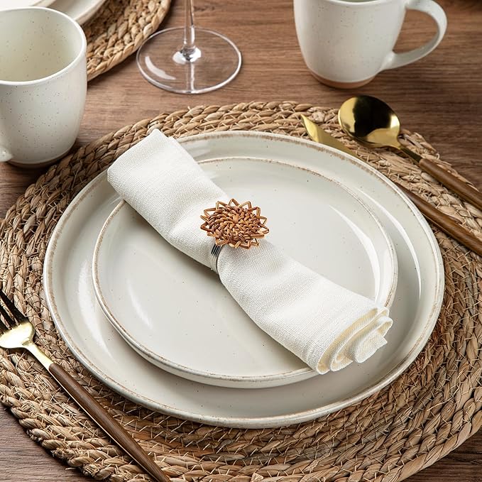 AmorArc Dinnerware Sets for 4, 12 Pieces Ceramic Plates and Bowls Set