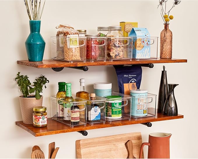 iDesign Stackable Pantry Bins with Handles, 4 Different Sizes, 4 Pack, Clear, Made in USA