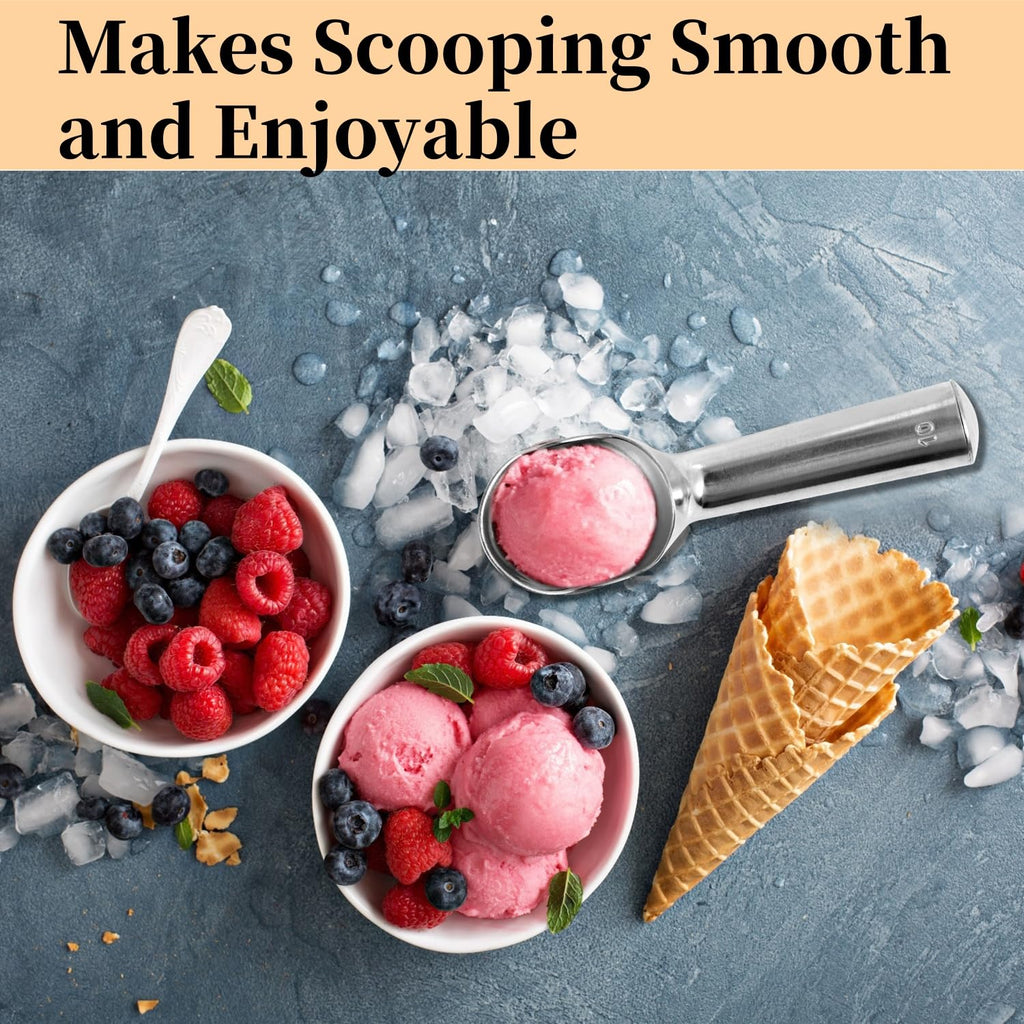 Aluminum Ice Cream Scoop, Large Ice Cream Scooper, Silver