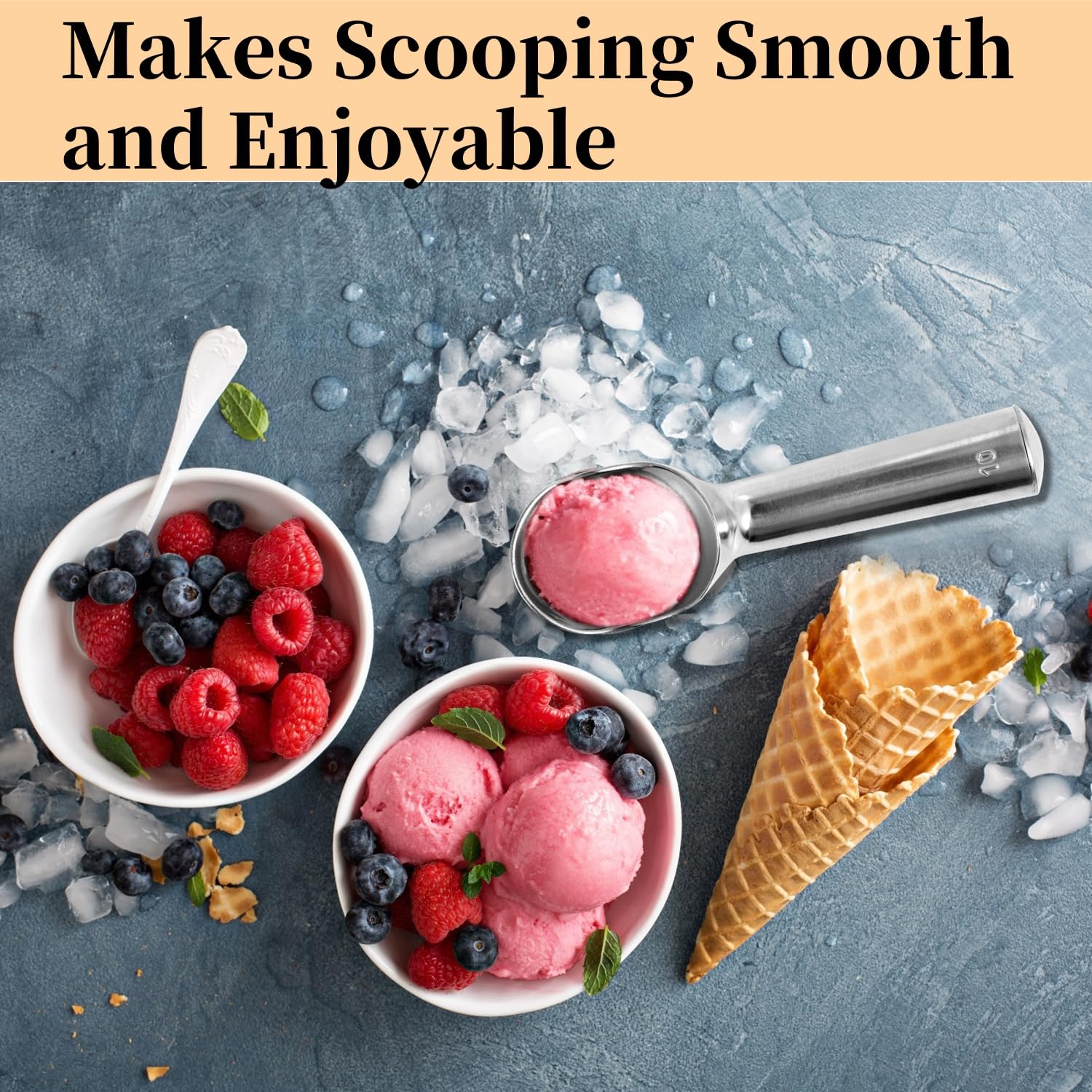 Aluminum Ice Cream Scoop, Large Ice Cream Scooper, Silver