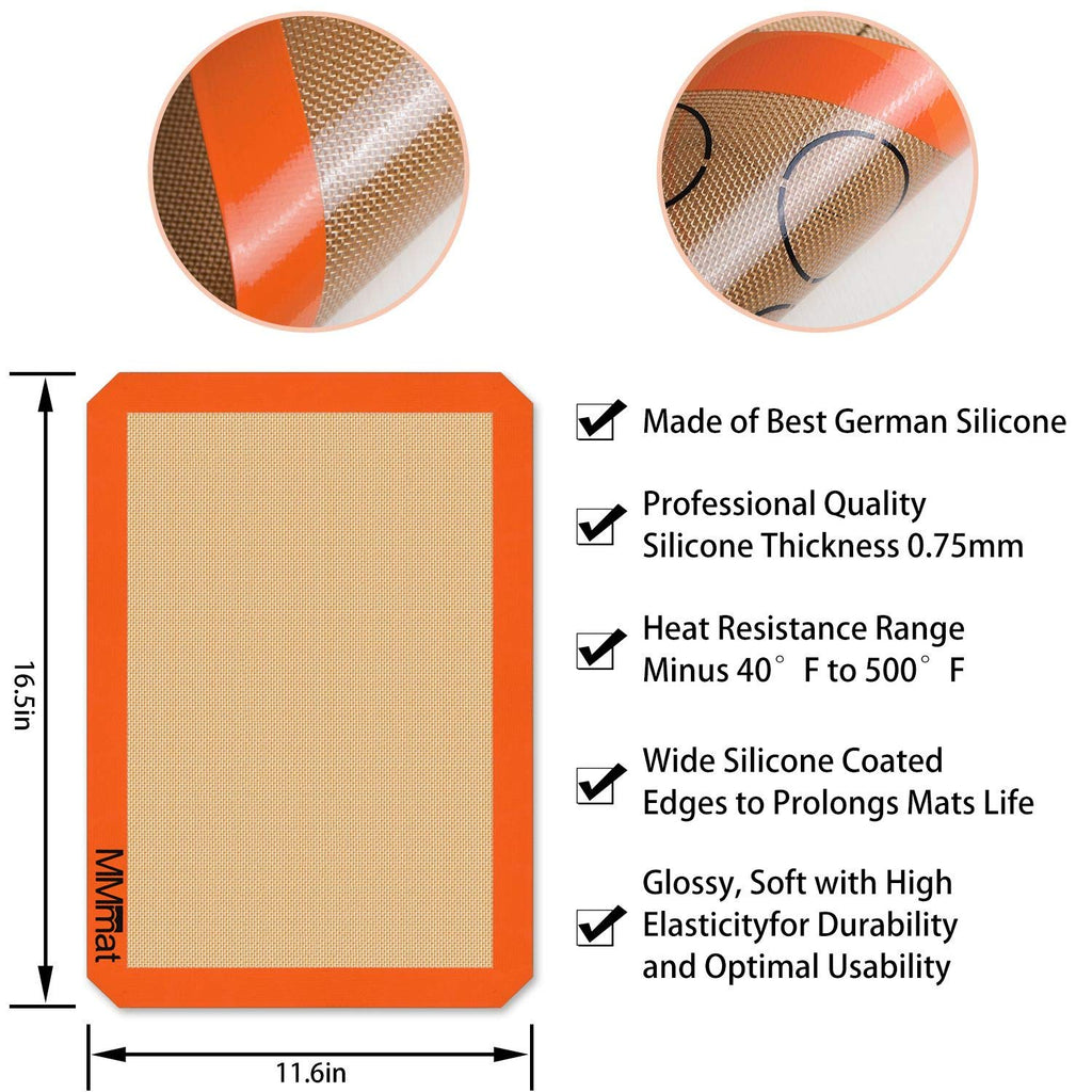 MMmat Best German Silicone Baking Mat, 2 Half Sheets + 1 Macaron Sheet