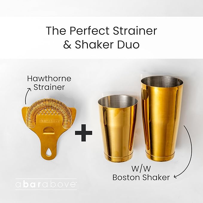 A Bar Above Boston Cocktail Shaker Set, Weighted Set, 18 and 28 Oz, Gold