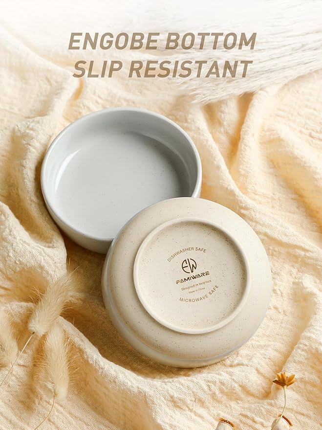 famiware Ceramic Soy Sauce Dish, 4oz Dipping Bowls Set of 6, Light Gray