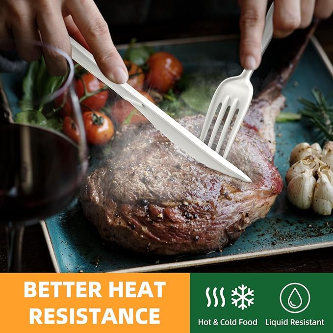 FEHHTO 100% Compostable Cutlery Set, Disposable Cornstarch Utensils Heavy Duty BPI Certified Eco-Friendly Party Supplies No Plastic-150pcs (50 Forks,50 Spoons,50 Knives)