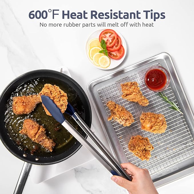 U-Taste Kitchen Tong for Cooking, 600ºF Heat-Resistant, 16in/Midnight Blue