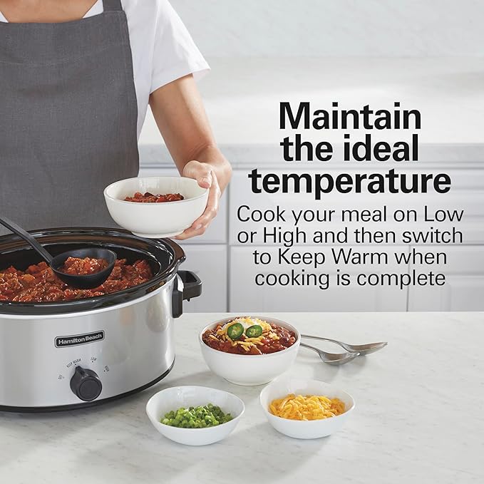 Hamilton Beach 6 Quart Slow Cooker With 3 Cooking Settings