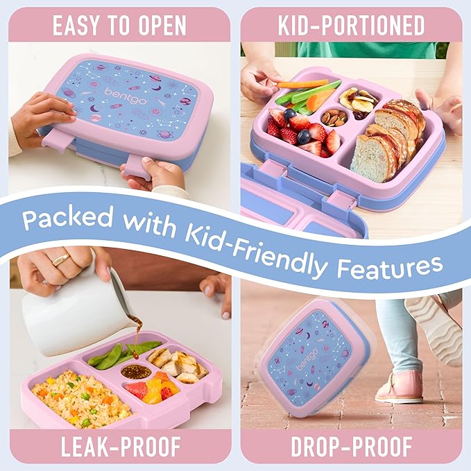 Bentgo Kids Prints Leak-Proof 5-Compartment Bento-Style Kids Lunch Box