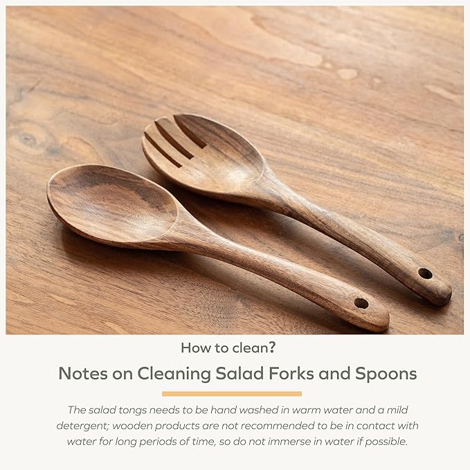 Muso Wood Acacia Salad Servers, 12-inch, Set of 2