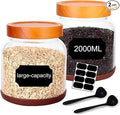 SAIOOL 2-Pack Striped Borosilicate Glass Airtight Canisters - Big mouth Large Capacity, Acacia Wood Lid, Food Storage Jars for Flour, Pasta, Pantry Organization (1/2 Gallon （Strew 2 pack）)