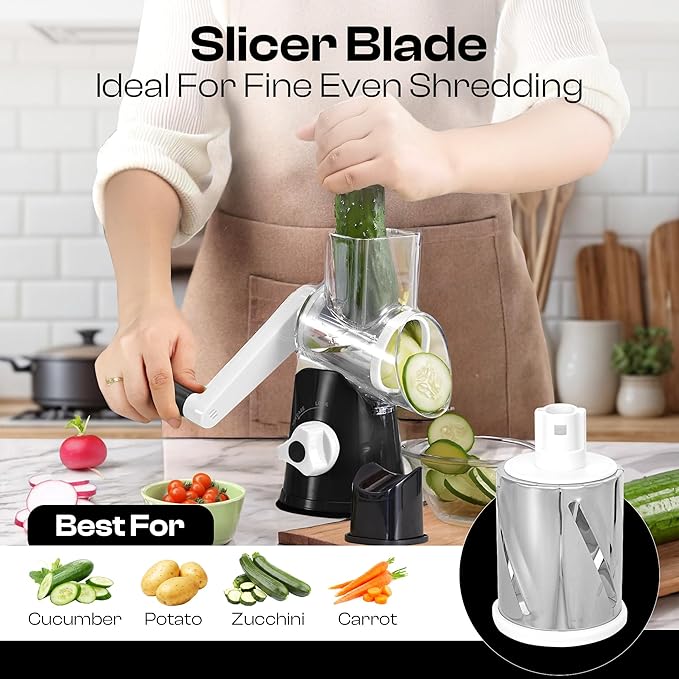 Rotary Cheese Grater Hand Crank - Cheese Shredder Hand Crank with Handle