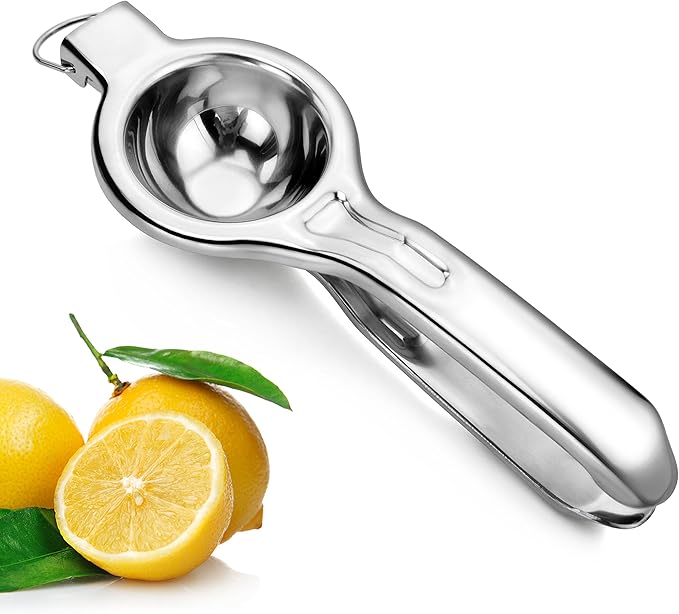 New Star Foodservice 43280 Commercial-Grade Stainless Steel Lemon Squeezer, Heavy Duty Citrus Juicer Press, Silver