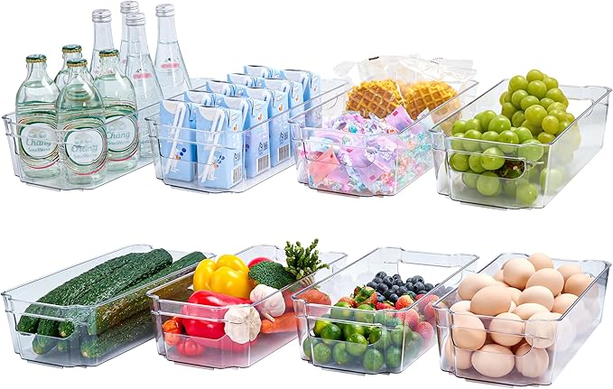 JollyPack Clear Plastic Storage Bins, 8 Pack