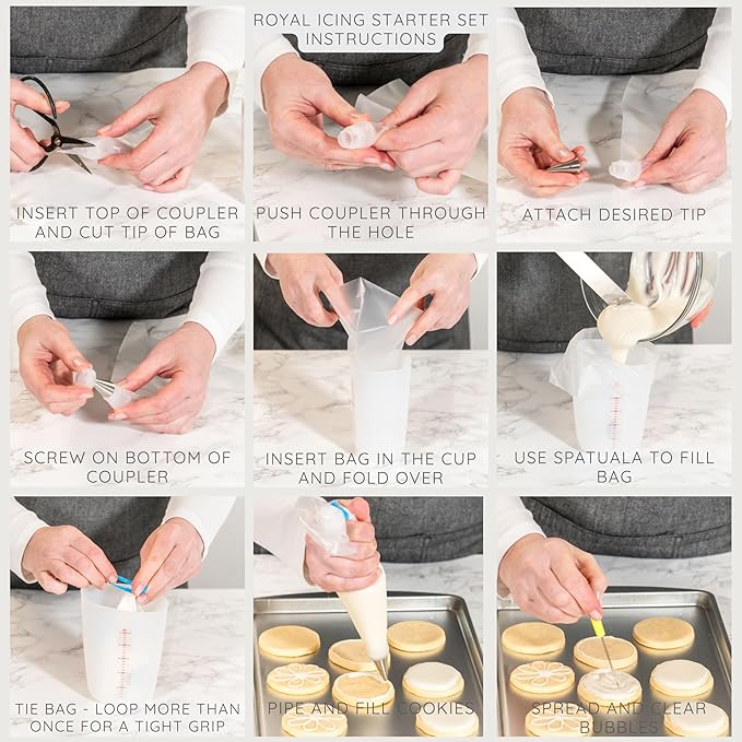 Bakerpan Royal Icing Tools Set - 67 Pc Cookie Decorating Kit for Sugar Cookies with Piping Bags, Piping Tips, Couplers, Bag Clips, Straight Spatula, Piping Bag Holder & Scribe Tool
