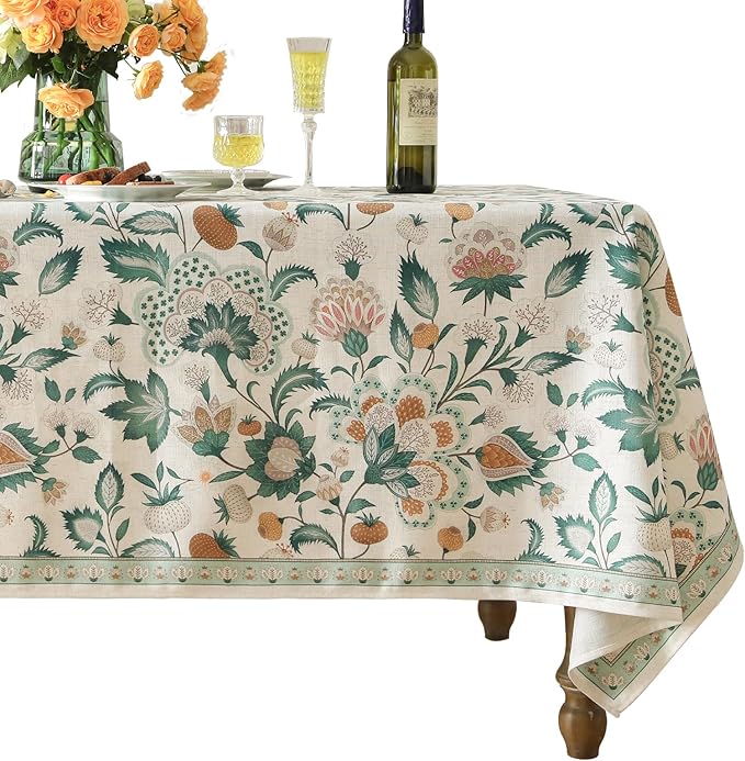 patdrea Vintage French Linen Tablecloth,Square,55"x55"-Tree Life