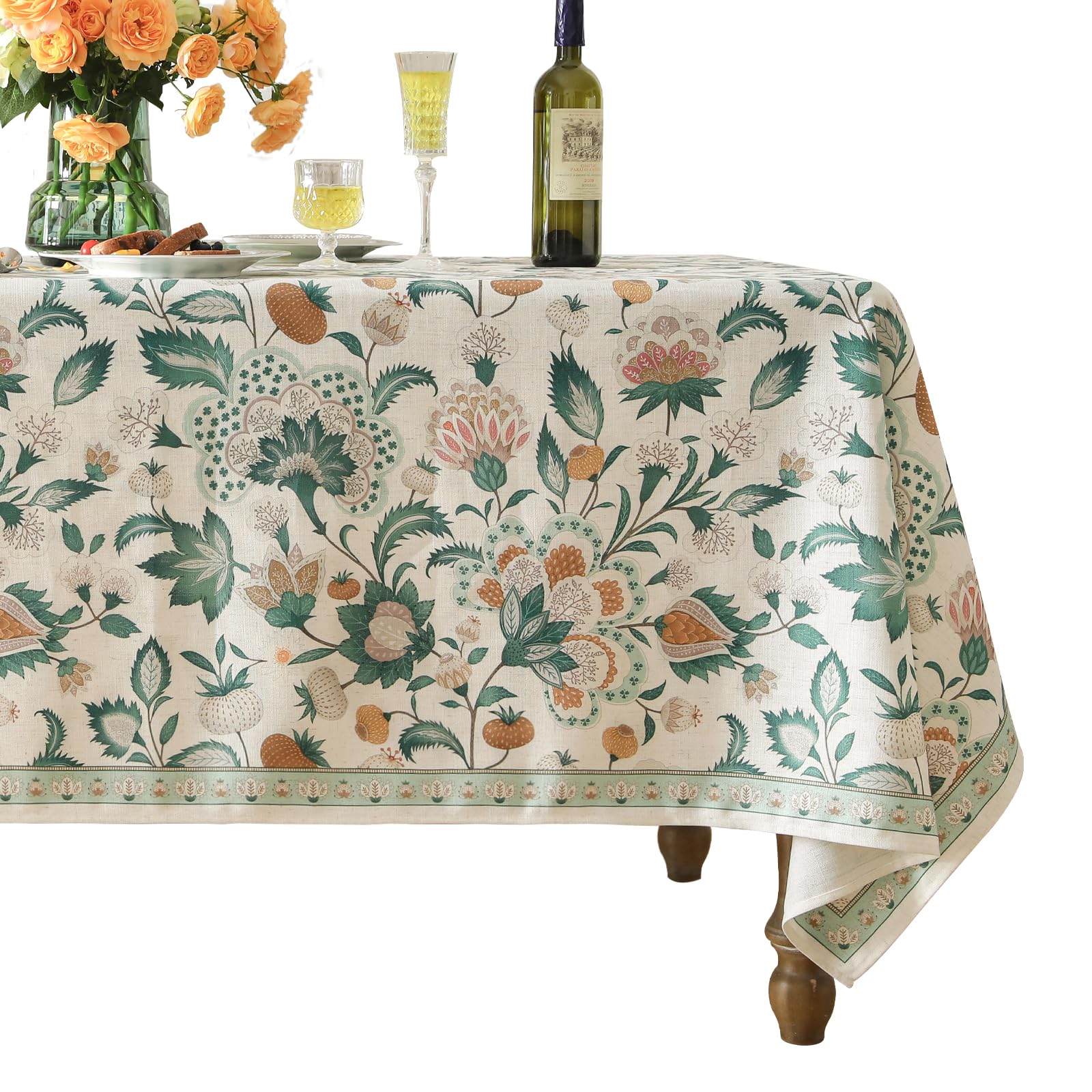 patdrea Vintage French Linen Tablecloth,Rectangular,79"x55"-Tree Life