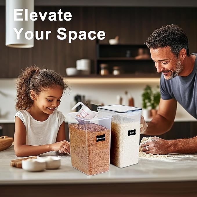 FOOYOO 2 PC Flour Sugar Storage Containers (9.5L | 321 Oz) Extra Large Food Storage Containers with Lids - Airtight Leakproof BPA FREE Flour Container for Rice, Cereal, Sugar