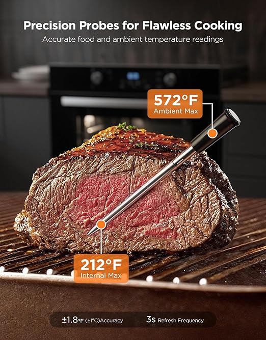 GoveeLife Smart Wireless Meat Thermometer Digital 4 Probes with App Alarm