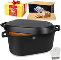 ARC Dutch Oven for Bread Baking Includes Bread Box & Heat-Resistant Oven Mitts, 3.6QT Oval Cast Iron Bread Loaf Pan with Lid, Bread oven for Sourdough, Sourdough Starter Kit