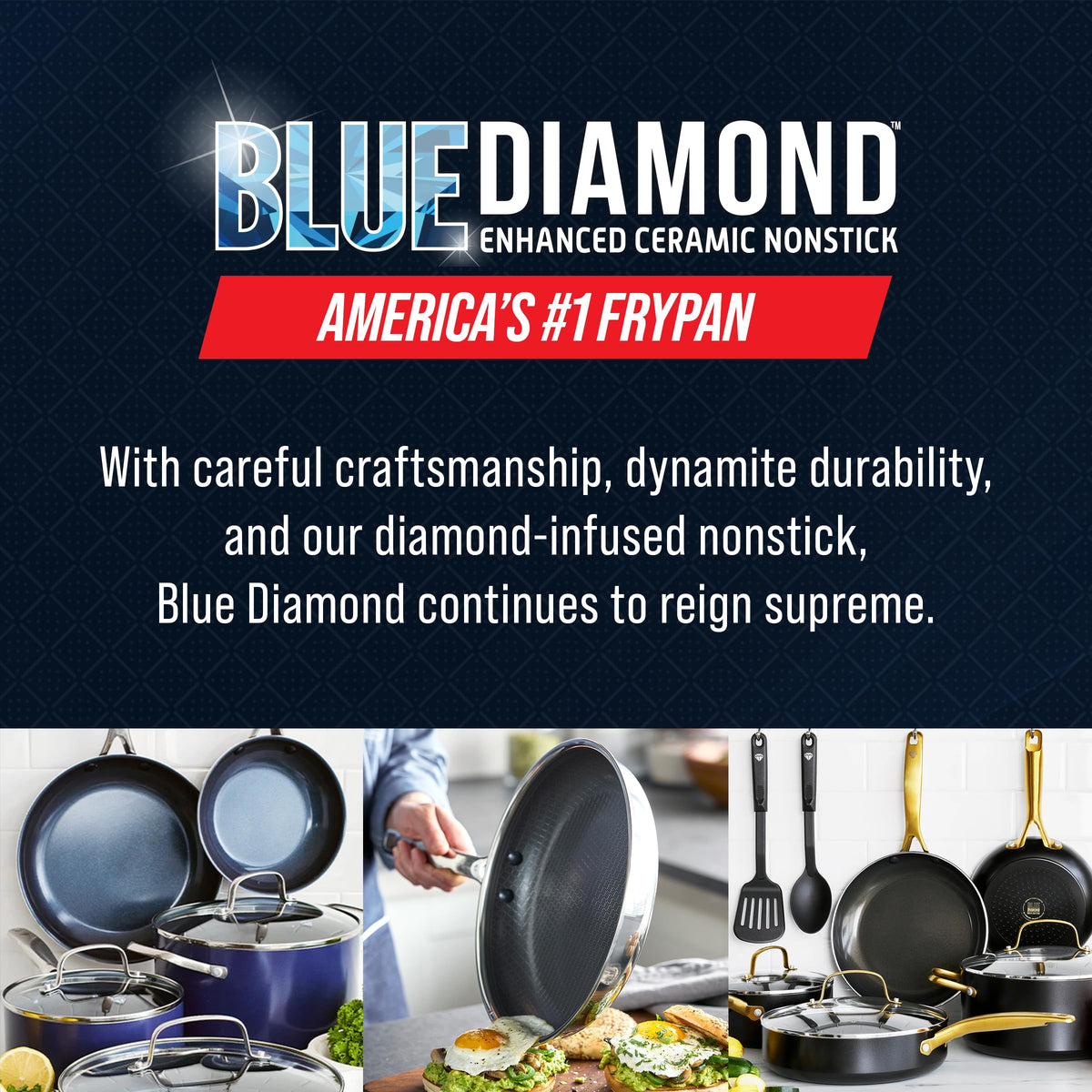Blue Diamond Hybrid 12 Piece Stainless Steel Nonstick Cookware Set