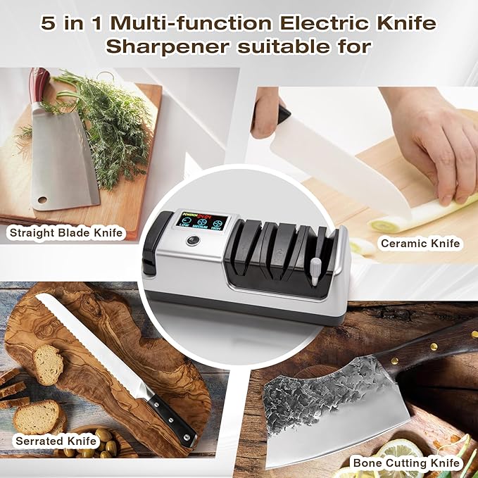 Ceelpeopar Electric Knife Sharpener for Kitchen, 3-Stage, LCD Screen