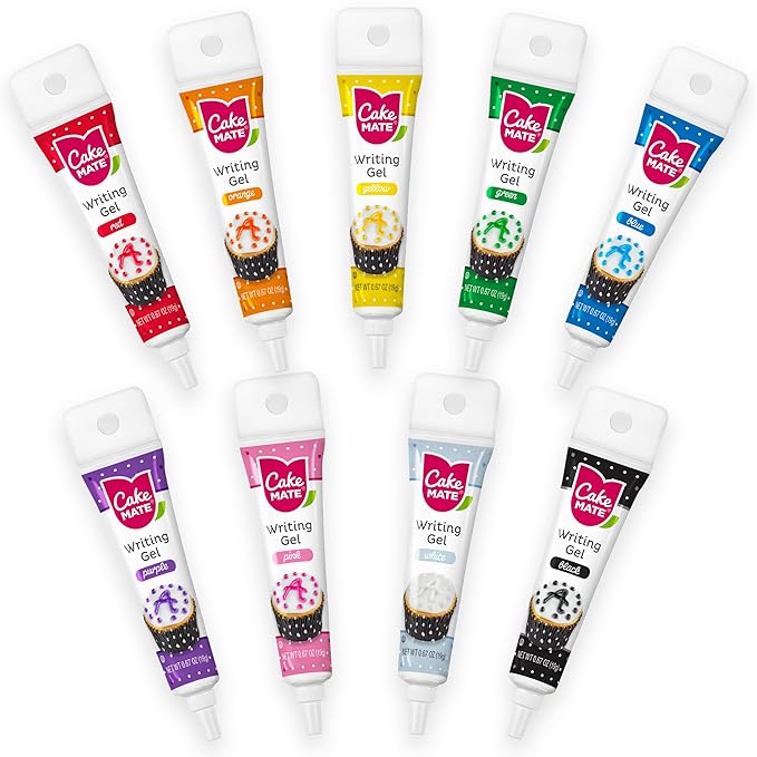 Cake Mate Edible Cake Writing Gels, Vibrant Colors, 9 Pack, 0.67 oz Each
