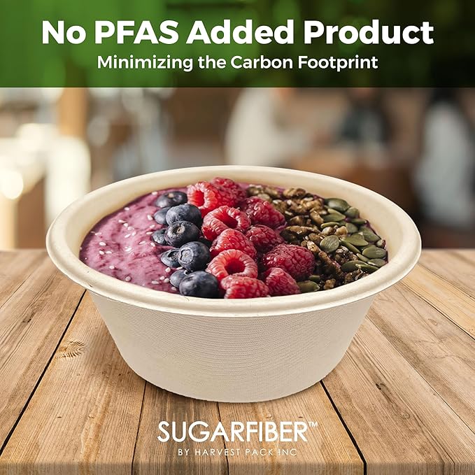 16oz Compostable Paper Bowls Disposable Round Natural Soup Bowls, 125 Count