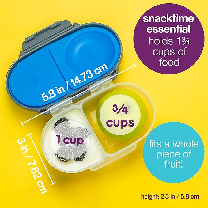 b.box Snack Box 2-Pack, Snack Containers for Kids, 1.75 Cup Kids Lunch Box
