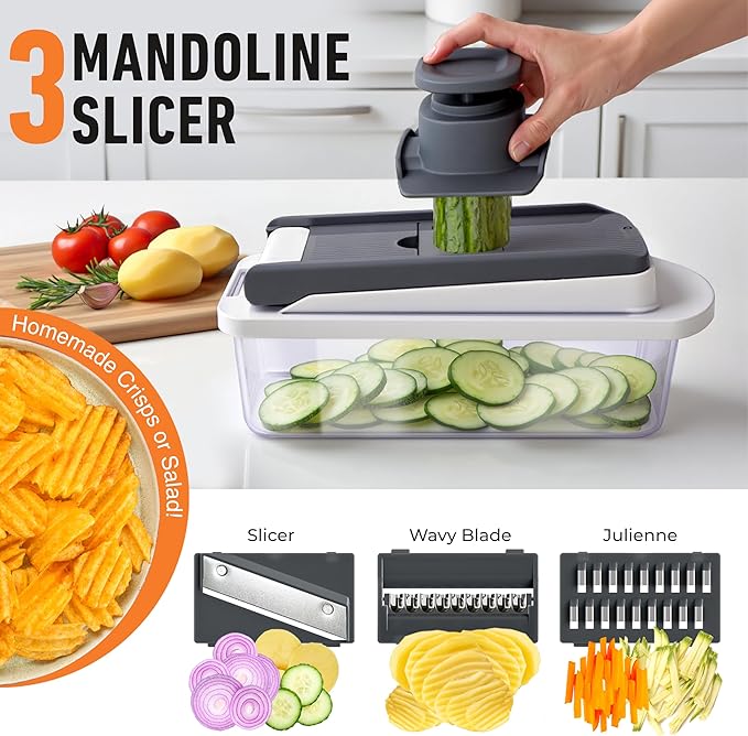 Mueller The Real Original Pro Vegetable Chopper & Mandoline Slicer, 10-in-1