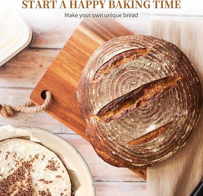 Dimpola Banneton Bread Proofing Basket - 9 inch Banneton Basket Set of 2 Sourdough Proofing Basket Round Proofing Bowls Handmade Rattan Baskets and Liners