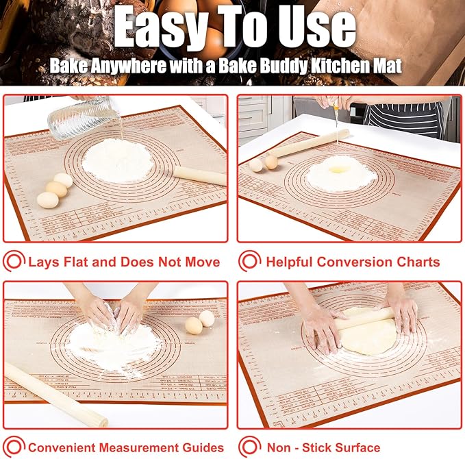 Silicone Pastry Mat 34X26 inch Baking mat Perfect for Dough, Pastry, Pie Crust, Fondant, Cookies, Bread, Pasta/Pizza,Pastry Board, Kitchen Counter Mat