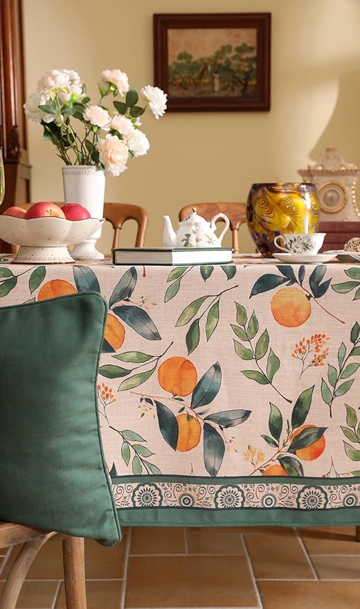 patdrea Designer French Linen Tablecloth,Rectangular,79"x55"-Palladin A