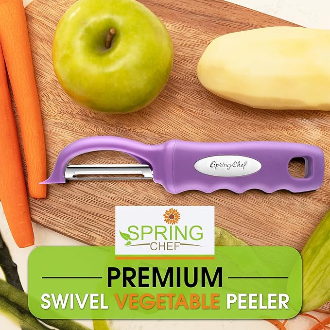 Spring Chef Swivel Vegetable Peeler for Kitchen w/Ergonomic Handle, Orchid
