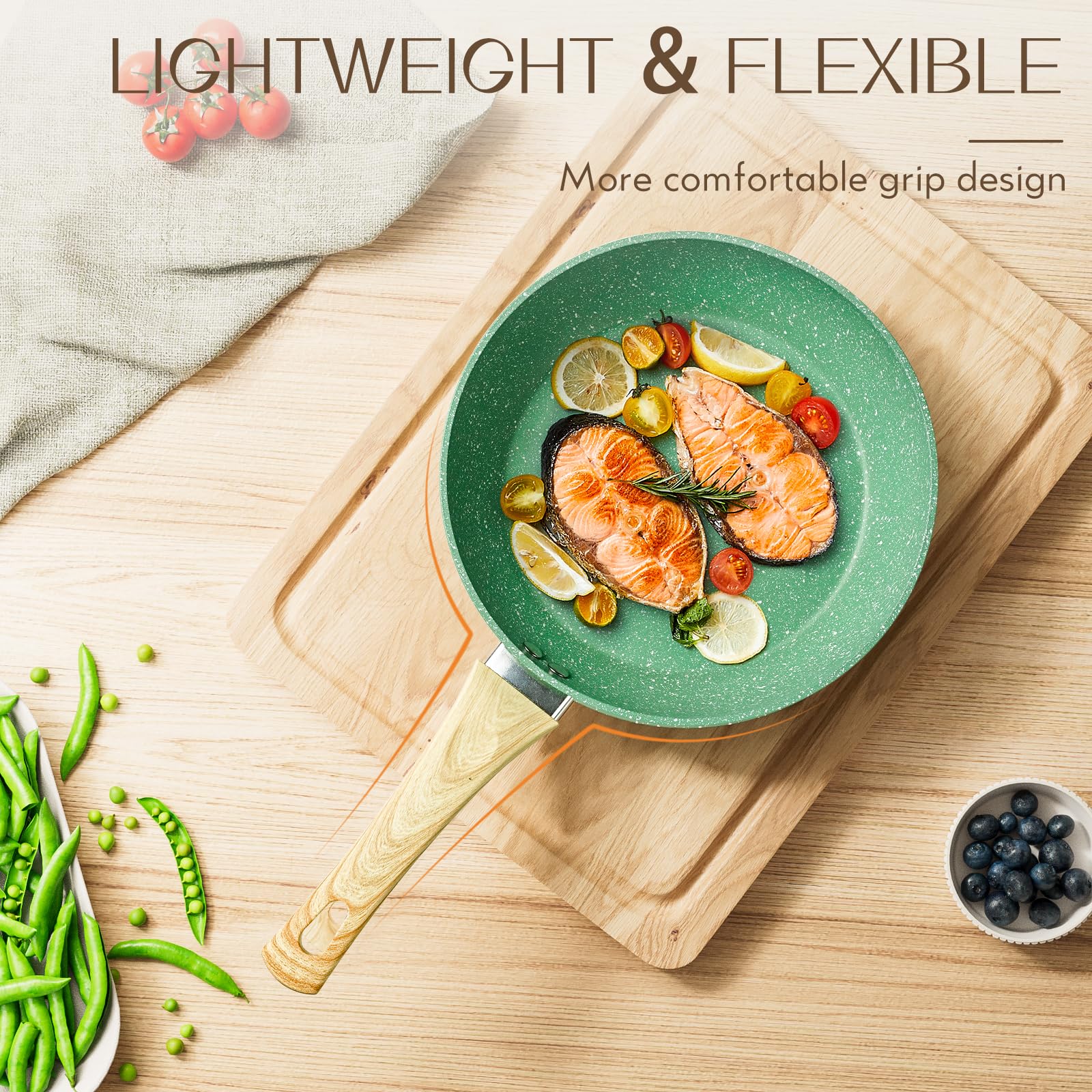 Innerwell Nonstick 9.5 Inch Skillet, Aluminum, Non-Toxic, PTFE & PFOA Free, Suitable for All Stovetops, Easy to Clean, Multipurpose